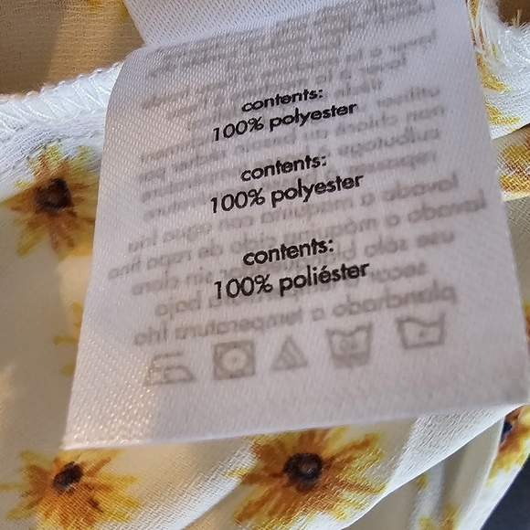 WeWoreWhat Ivory Multi Ditsy Daisies Billow Sleeve Open Back Top, Size Large - Picture 15 of 17